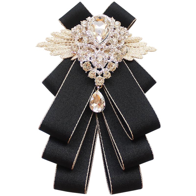 High-end Diamond-studded Men's British-style Collar Flower Korean-style MC Night Shop Groom's Best Man Dress Banquet Suit Bow Ties
