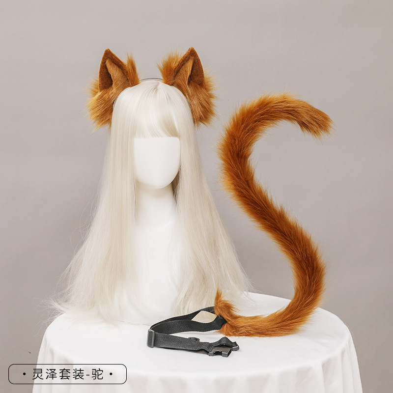 Picture of Dropshipping Cat Ears and Tail Cosplay Accessories Hand-Made Simulated Animal Ears Headband and Tail Accessories Set
