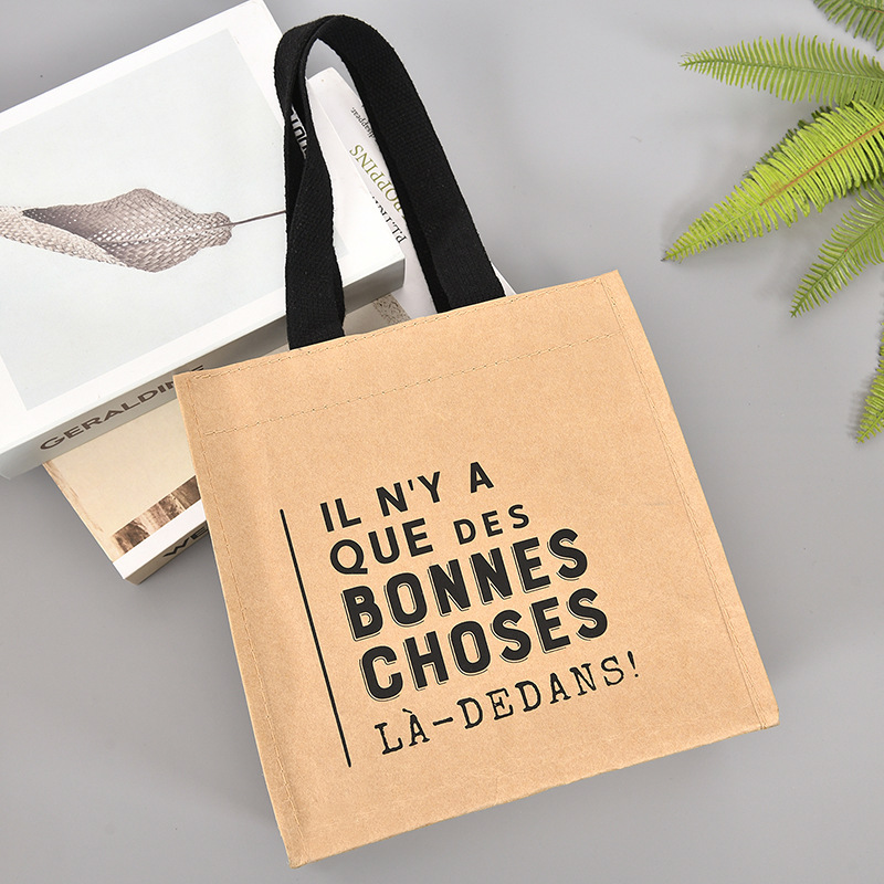 Washable kraft paper tote bag with zipper ns wind storage bag thick waterproof packaging wholesale