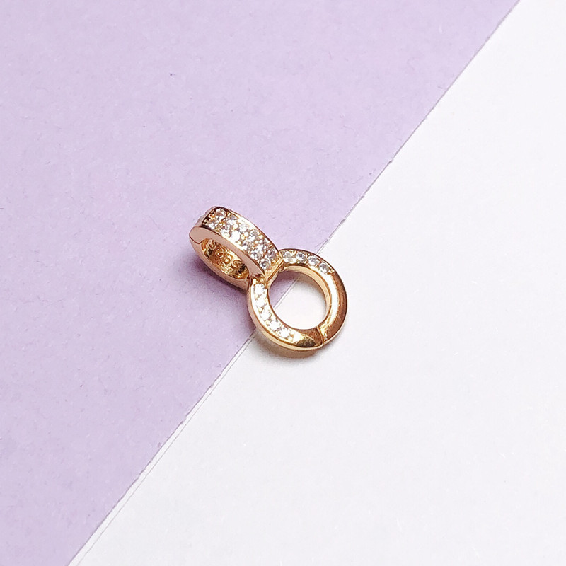 Picture of Connecting Buckle 925 Sterling Silver DIY Jewelry Universal Buckle Double-Ring All-Match Buckle Jade Pearl Necklace Pendant Buckle