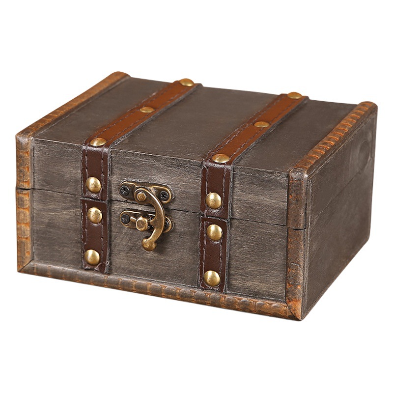 Vintage Jewelry Storage Wooden Box Necklace Jewelry Wooden Box with Lock Classic Movie and TV Props Decorations Storage Box