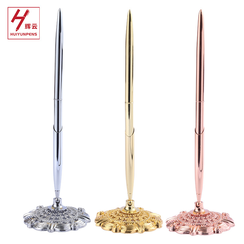 Table pen pedestal set copper rod electroplating gift advertising pen Enterprise Bank counter signature pen manufacturers wholesale