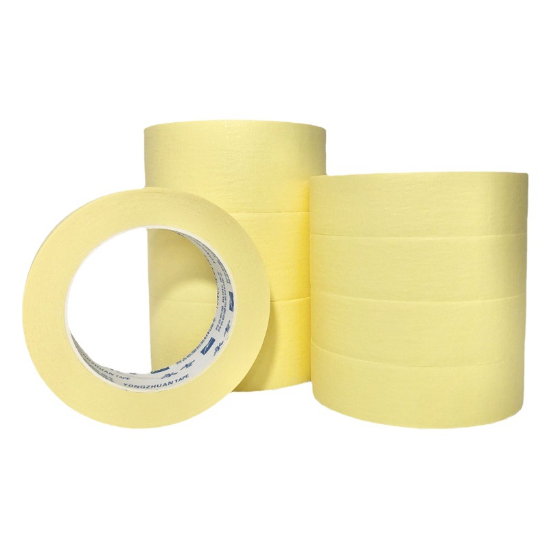 Yellow sticky masking paper tape indoor and outdoor wall spraying masking protection ceramic tile masking paper manufacturers