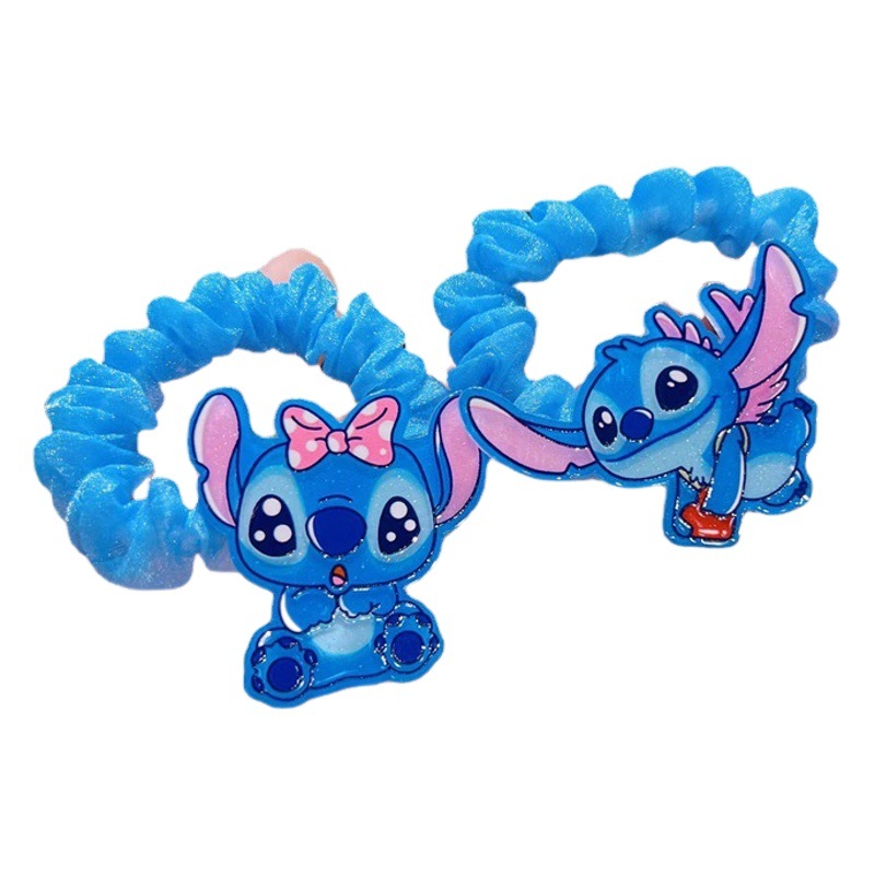 New Cute Blue Stitch Intestinal Circle Cartoon Hair Rings Children's Accessories Ponda Tie Rope Hair Accessories for Girls