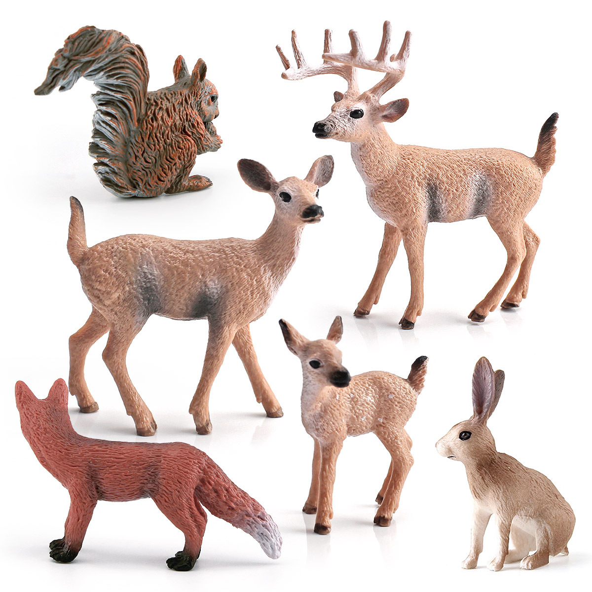 Amazon simulation forest animal squirrel Rabbit White-tailed deer Fox model Christmas decoration static ornaments toy