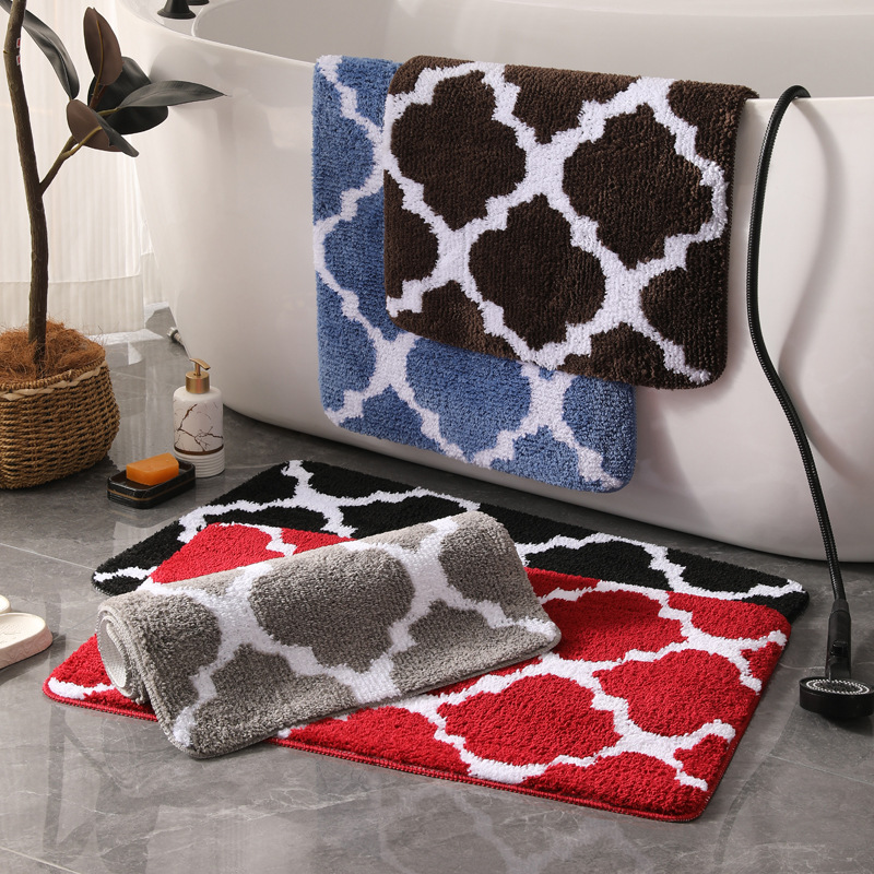 Cross-Border Simple Bathroom Non-Slip Floor Mat Polyester Bathroom Entrance Absorbent Carpet Household Toilet Foot Mat