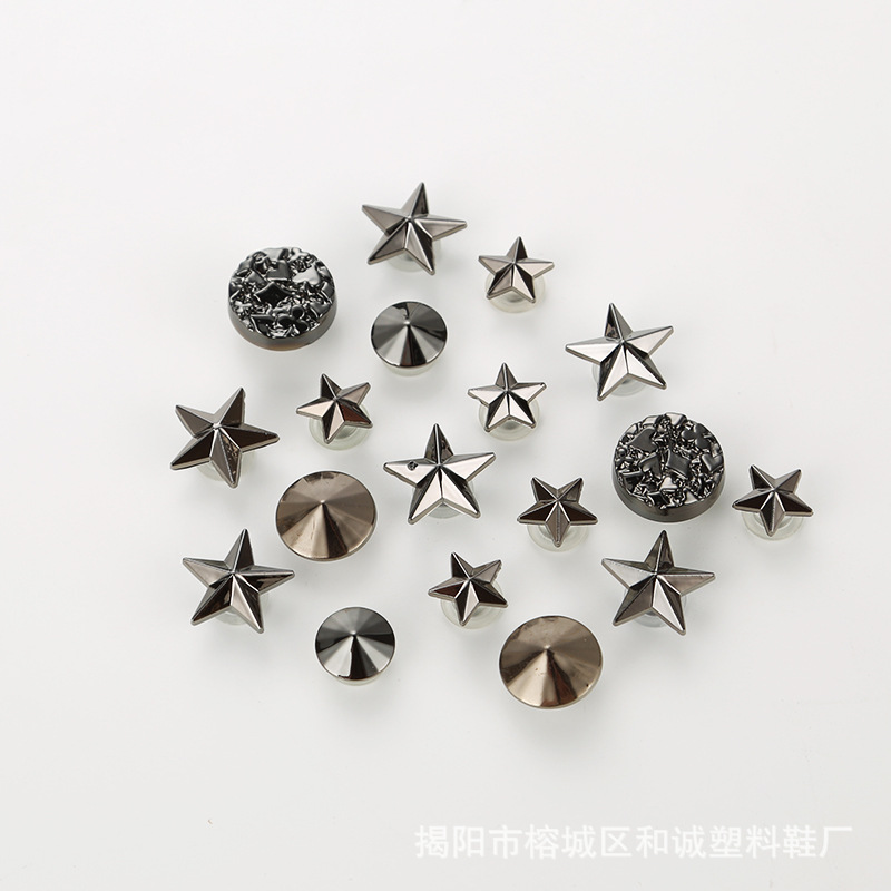 Cross-border foreign trade new hole shoes shoe buckle punk wind five-pointed star shoe flower decorative buckle metallic vintage suit