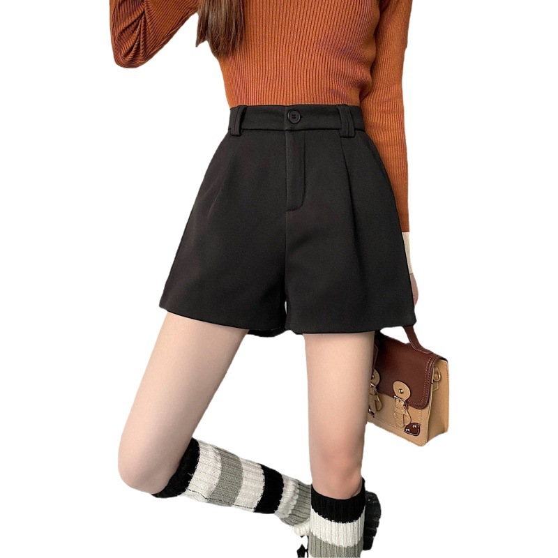 Shorts Explosion Wide Leg High Waist 23 Cover Joker Hip Pants Women's Small Fashion Woolen Autumn and Winter Boots Pants 20