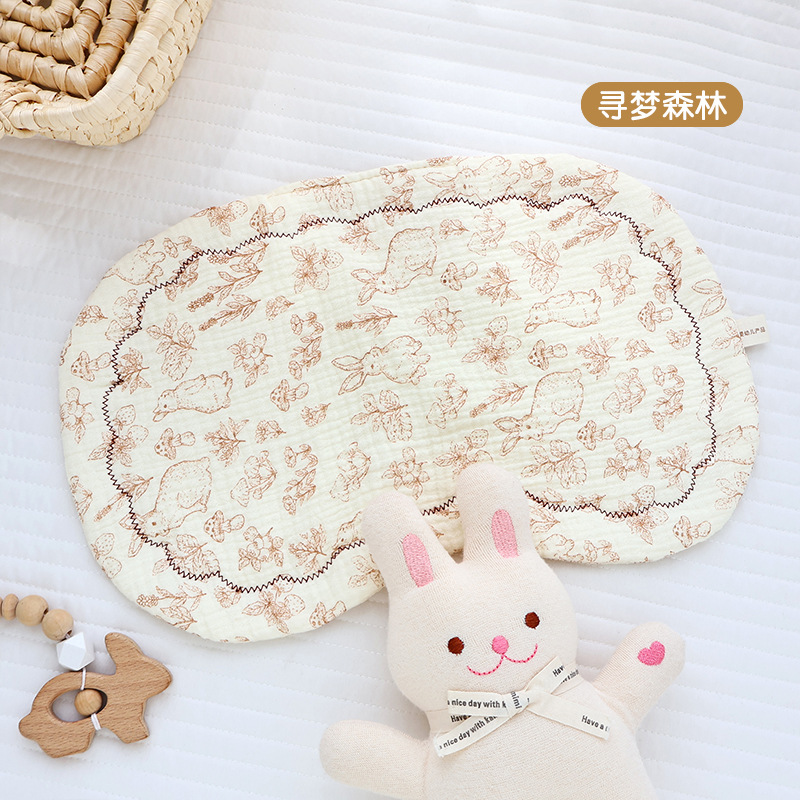 Picture of Sweat-Absorbent and Non-Stuffy Cartoon Kidsren's Pillow, Soft and Breathable Eight-Layer Gauze Baby Pillow, Cloud Pillow, Newborn Category a