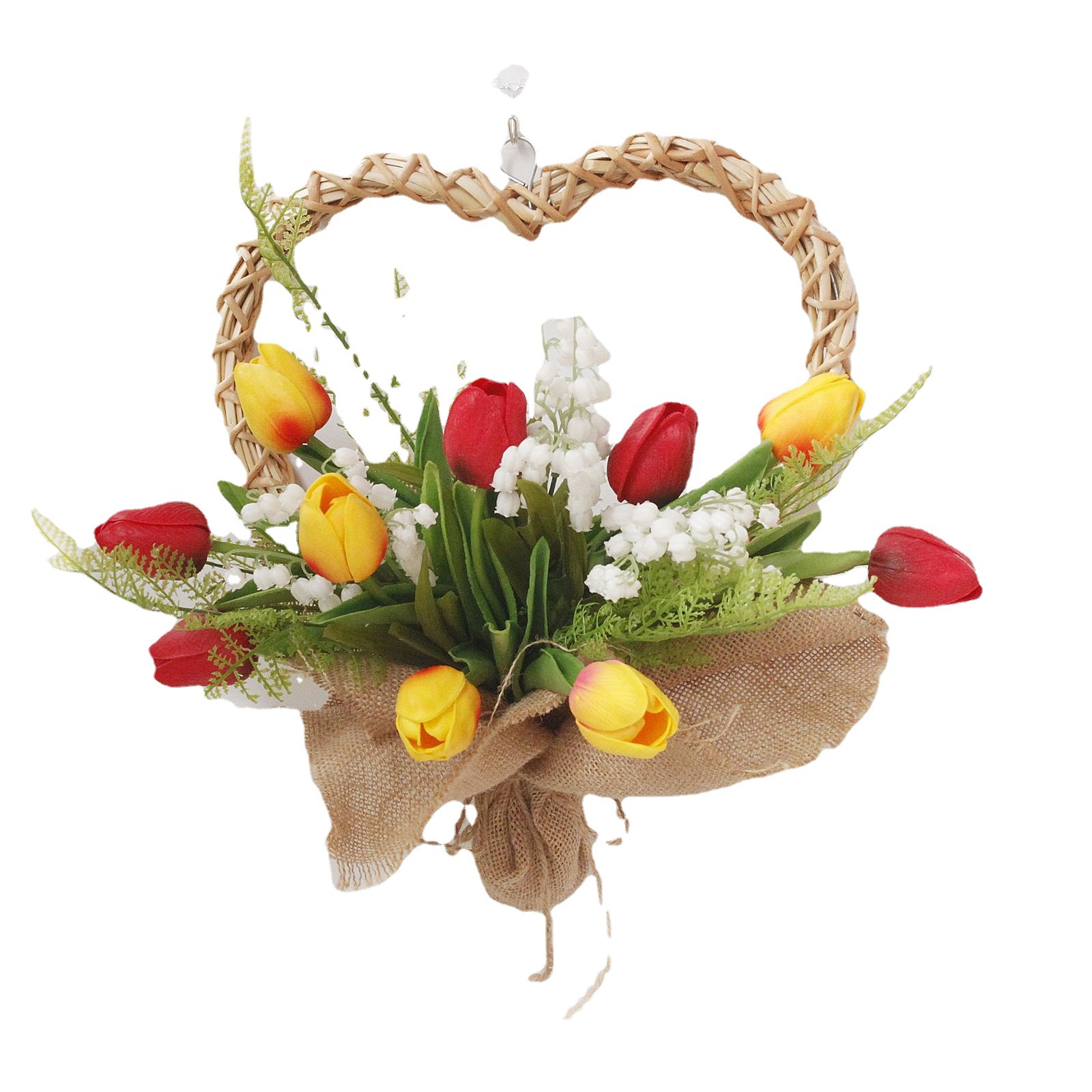 Picture of Amazon Spring New Tulip Red Rose Carnation Love Garland Wall Hanging Door Decoration Valentine's Day Mother's Day