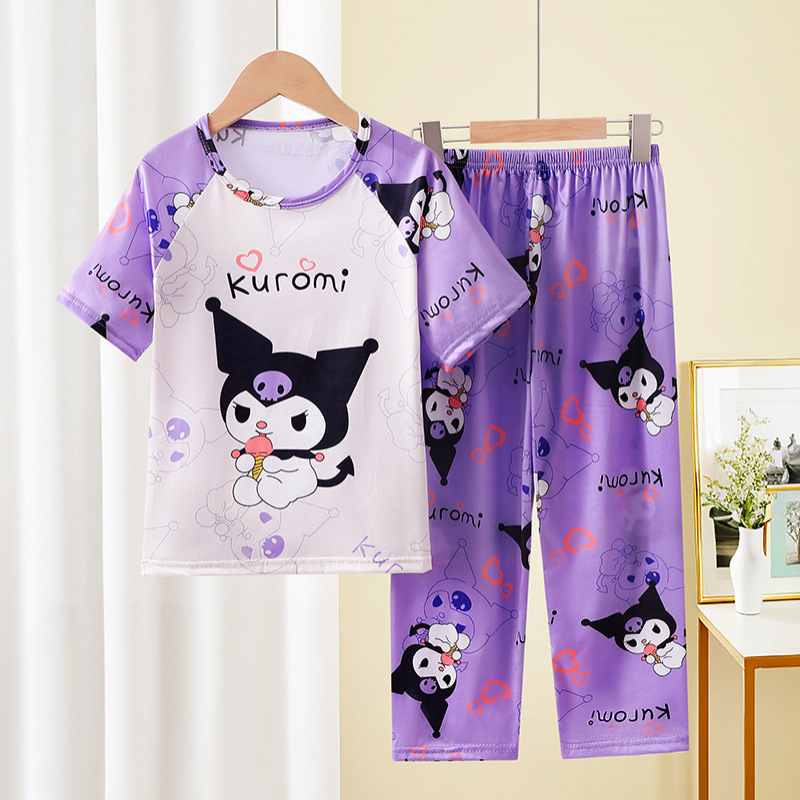 2024 Summer New Girls' Short-sleeved Pajamas suit Girls' Home Clothes Stylish Korean Boys' Fashion Children's Clothing Trendy