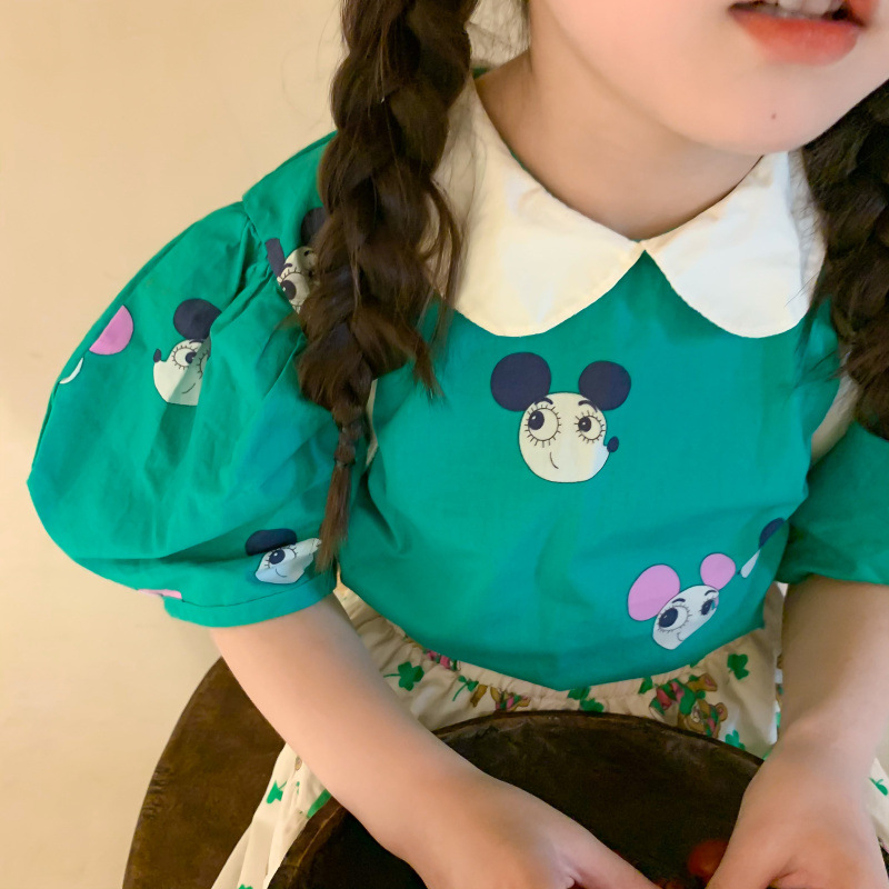 Picture of Children's Top 2025 End Little Mongolian Girl's Summer Cartoon Mouse Cute Top Baby's Korean Sweet Lar Top