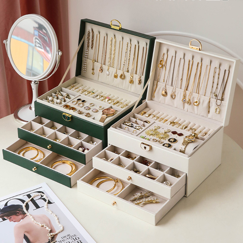 High-grade Jewelry Box Earrings Earrings Necklace Ring Jewelry Storage Box Large Capacity Multi-layer Drawer Jewelry Jewelry Box