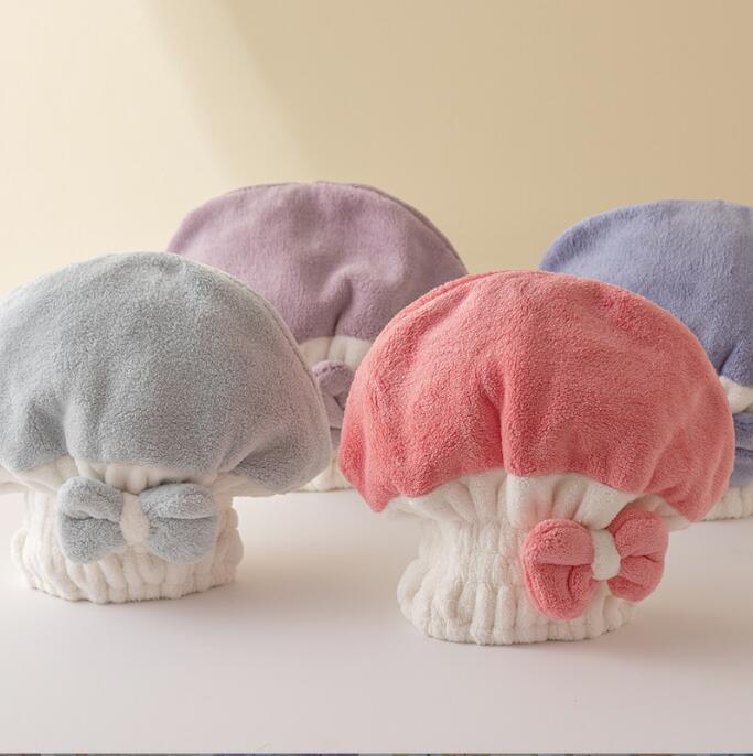 Picture of Color matching dry hair cap women's absorbent quick-drying dry hair cap wiping hair wrapping towel two-color cute shower cap