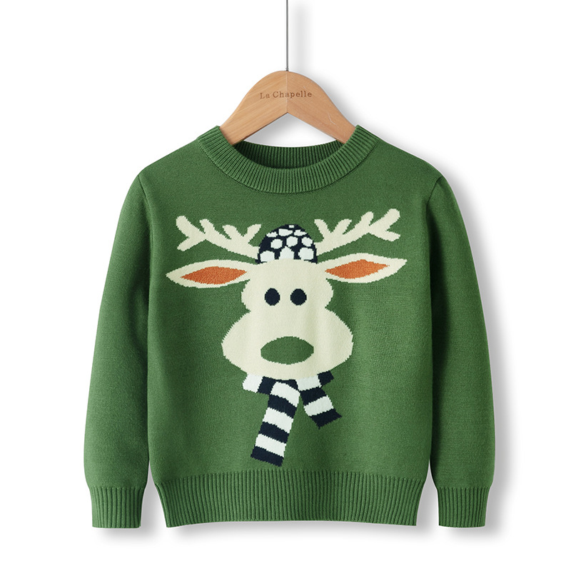 Picture of Factory wholesale boys' cartoon bottoming pullover girls' round neck Christmas sweater children's Korean-style European and American children's clothing