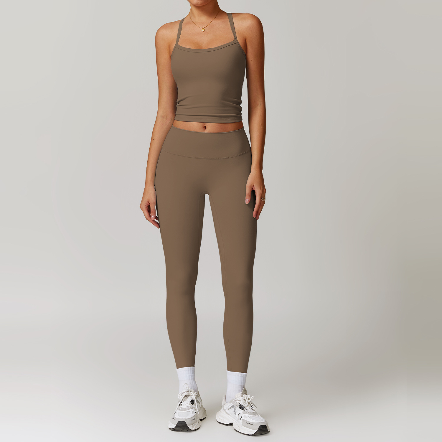 Picture of Zechuang European and American tight brushed yoga suit quick-drying workout clothes winter outdoor running sports suit female 8519