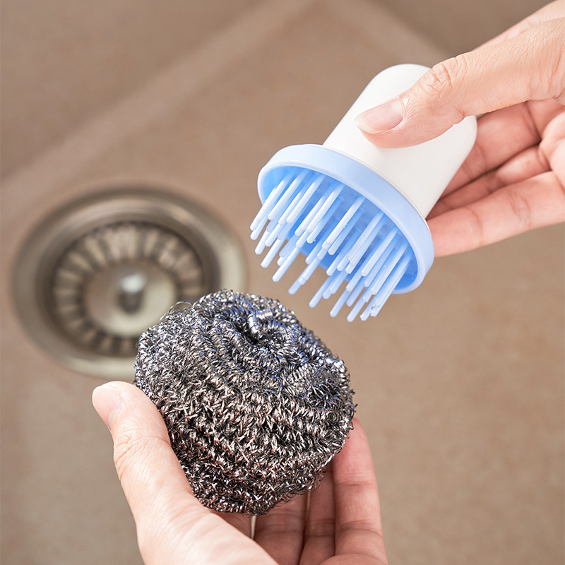 Picture of Kitchen with handle cleaning ball steel wire household goods washing pan brush stainless steel wire dish washing brush