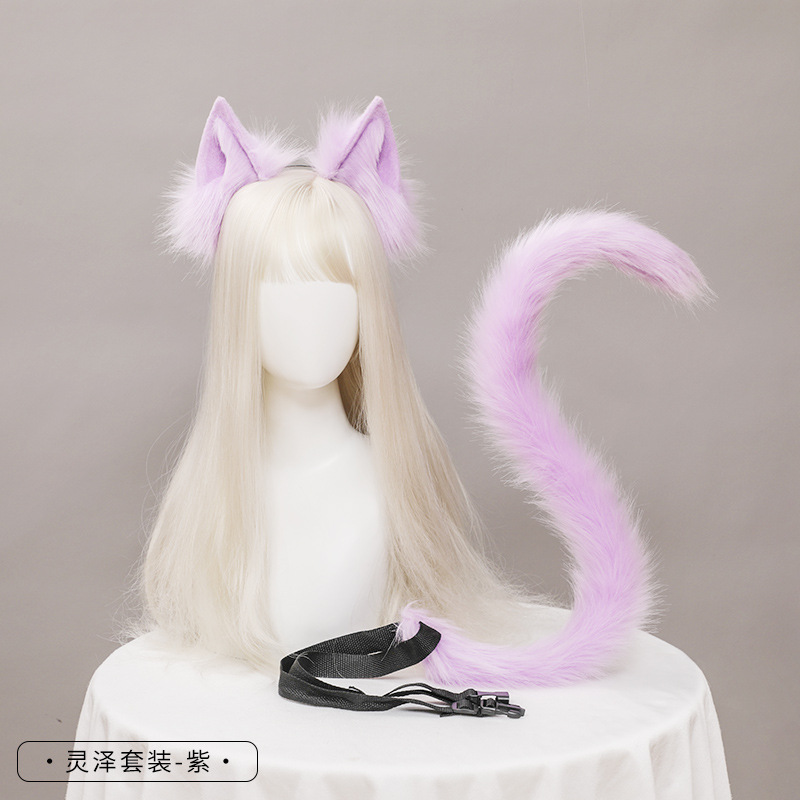 Picture of Dropshipping Cat Ears and Tail Cosplay Accessories Hand-Made Simulated Animal Ears Headband and Tail Accessories Set