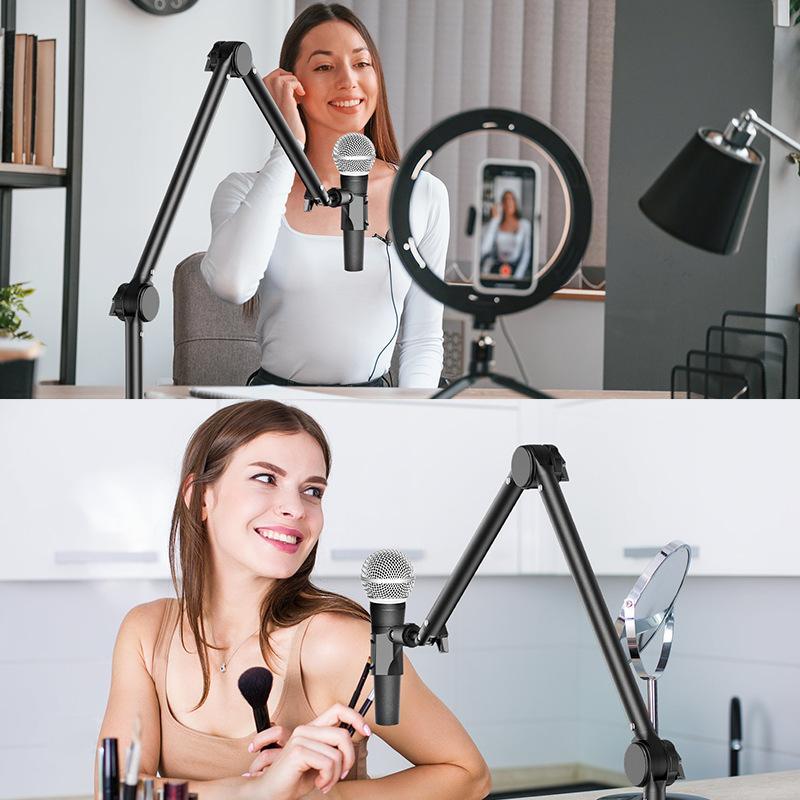Cantilever Metal Bracket Live Karaoke Bluetooth Microphone Wireless Microphone Universal Rotating Bracket for Lazy People Singing