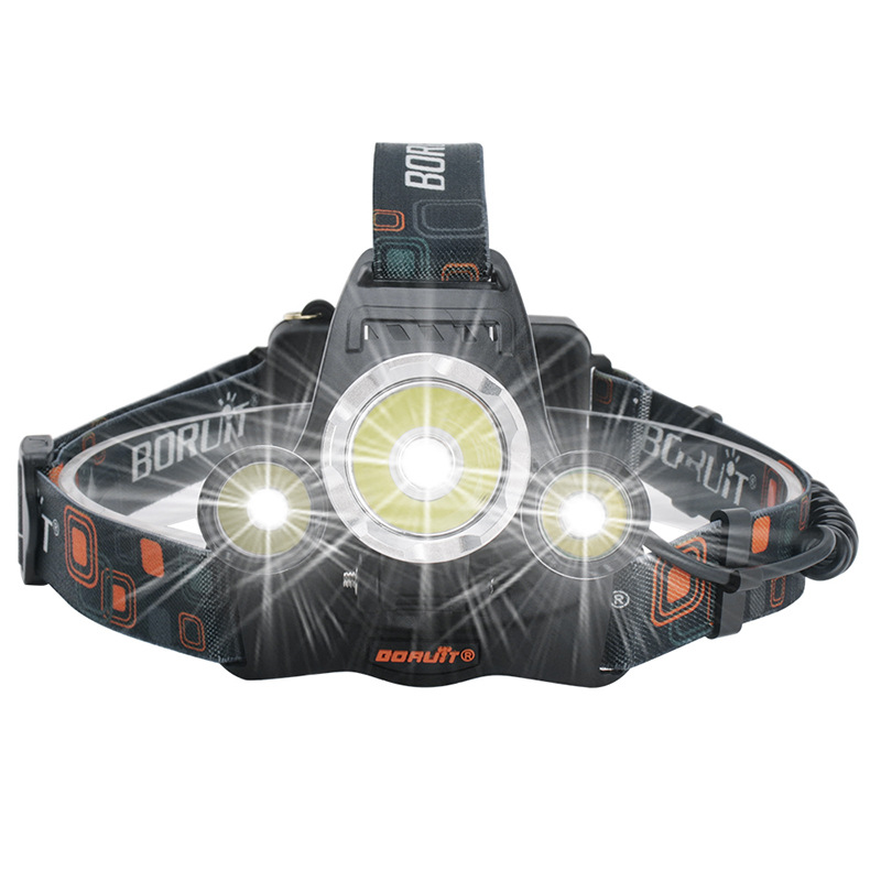 BORUiT Headlamp Headlamp Upgraded RJ-3000 Strong Light Headlamp USB Rechargeable Fishing Lamp 5000LM