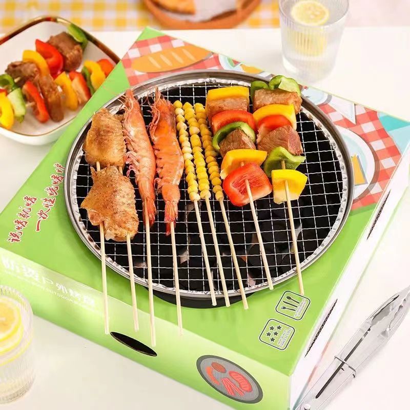 Picture of Disposable BBQ Grill Household Carbon Grill Portable Barbecue Stove Charcoal Grill Grill Grill Round