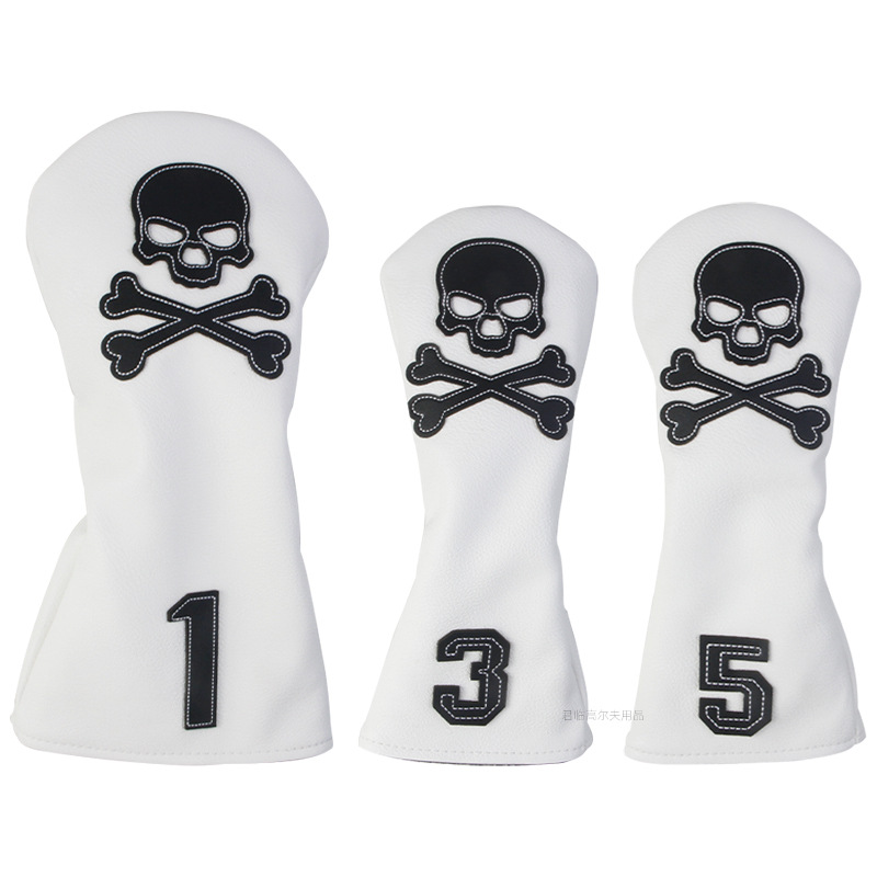 Picture of Golf patch skull full series club cover, waterproof fabric, plush inner pad for iron/wood/putter protective covers