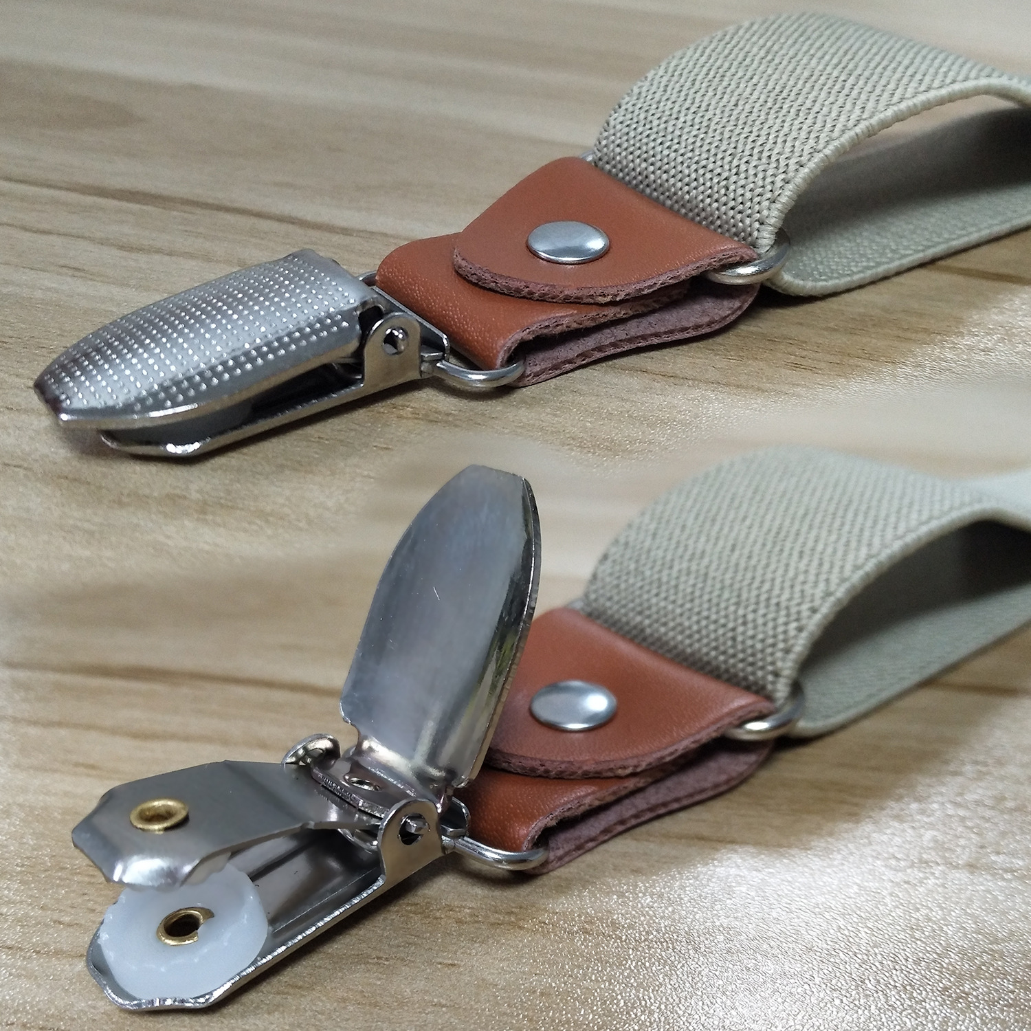 Picture of Cross-border supply 2.5cm adult 4-clip loose elastic suspenders for men and women elastic strap clip leather head