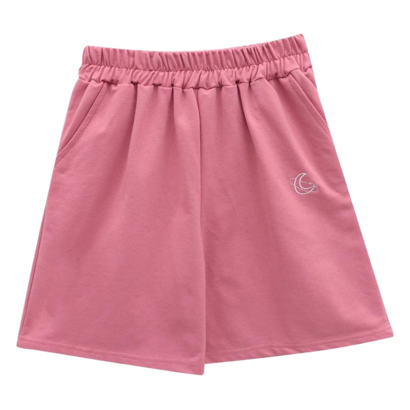 With cotton embroidery shorts women's summer new Korean version of loose tight waist high waist wide leg casual pants women's wholesale