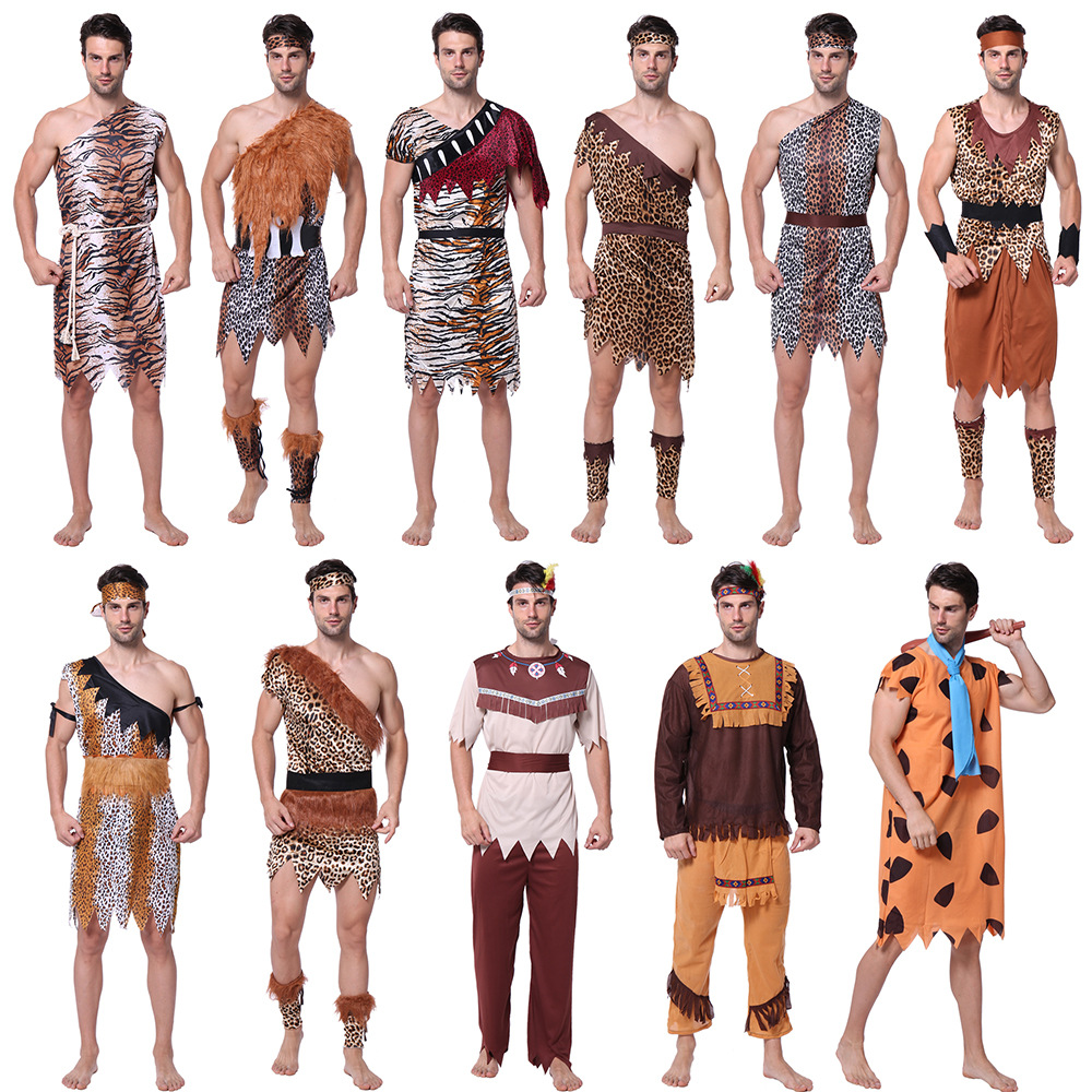 Halloween Savage Costume Adult Male Primitive Indian African Native cos Performance Year Meeting Costume