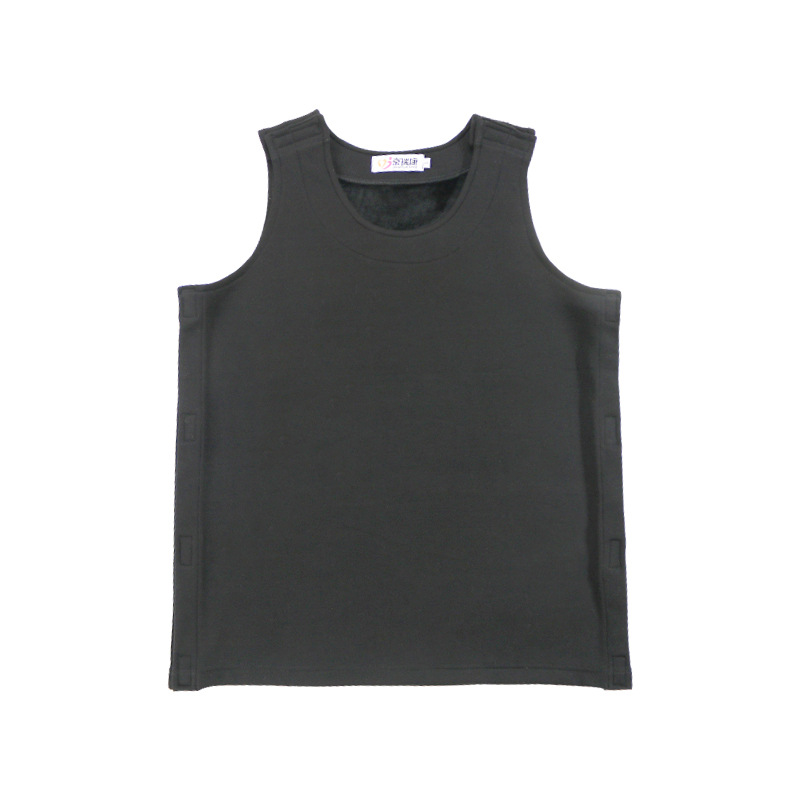 Picture of Easy to Put on and Take Off Fleece-Lined Warm Vest Adhesive Front and Back Can Be Opened for Convenient Bedridden Patient Care Sleeveless Bottoming Pajamas