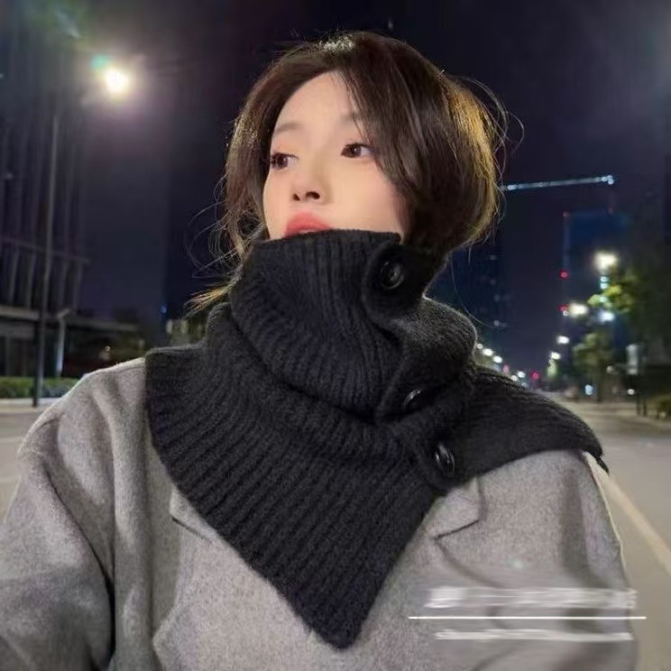 South Korea Ins Retro Warm Scarf Winter New Style Scarf All-match Casual Neck Sleeve Cold-proof Knitted Internet Red Scarf