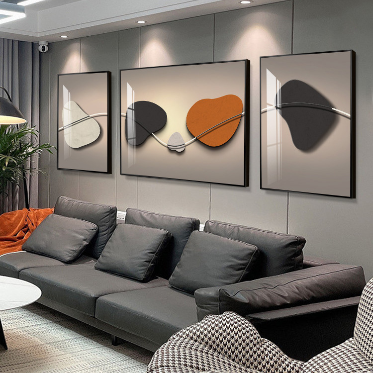 Modern Minimalist Living Room Decorative Painting Line Abstract Art Sofa Background Wall Hanging Painting Advanced Sense Atmospheric Triptych