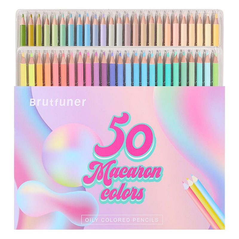 The new model 50-color macaroon color pencil 12/24 color oily color pencil painting cross-border exclusive