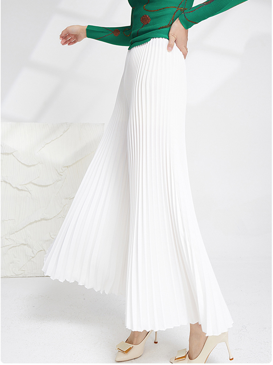 Loose Pleated Wide-leg Pants Women's Slim White Pants Women's Loose Waist Casual All-match Culottes High-grade Glutinous Rice Pants