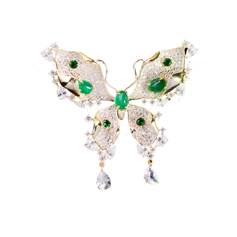 Picture of South Korea zircon butterfly brooch elegant elegant fashion coat cheongsam clothing pin temperament clothing accessories brooch