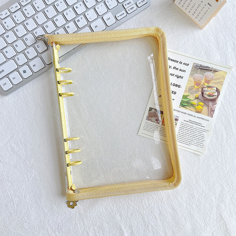 Picture of Spot Cute Popular Storage Bag Six-Hole Loose-Leaf Book Ins Style Star Chasing A5A6 Transparent Zipper Notebook Shell