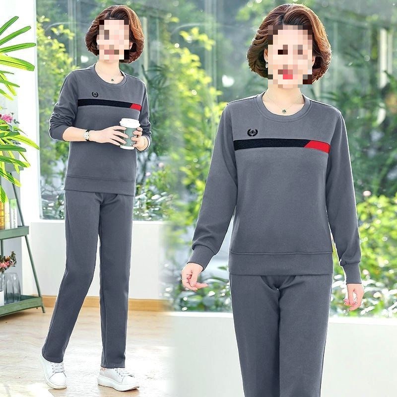Southeast Asia cross-border 2023 spring and autumn sportswear suit middle-aged and elderly women's wear mom running casual two-piece suit