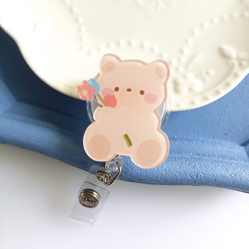 Picture of Nurse Badge clip cute bear rabbit cartoon easy pull buckle easy pull staff brand badge telescopic buckle