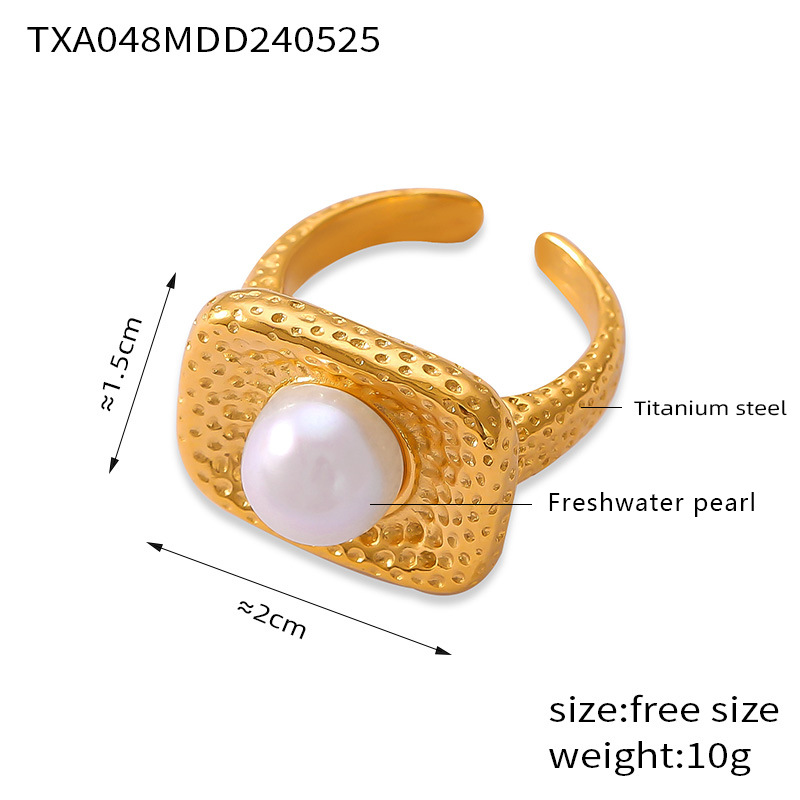 Picture of French vintage Freshwater Pearl Square Distinctive Jewelry Vintage Artistic All-match Niche Design Titanium Steel suit