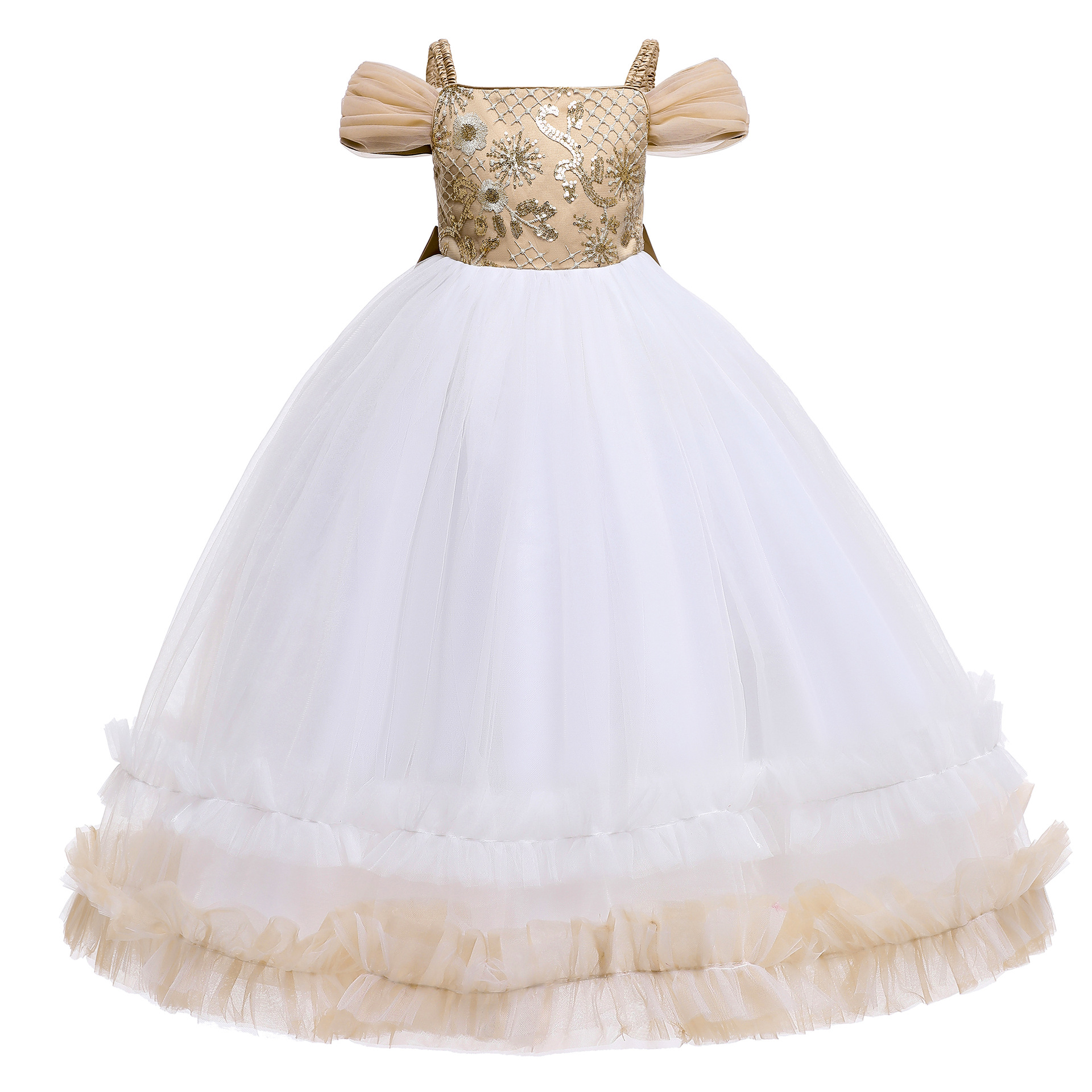 Picture of 2025 New Children's Dress Long One Shoulder Princess Dress Large Children's Side Embroidery Long Dress Stage Performance Dress