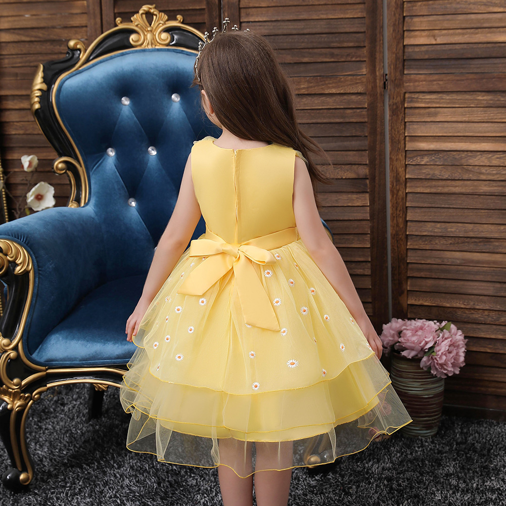 Picture of 2020 Summer new yellow skirt girls dress children's clothing piano costume a princess dress