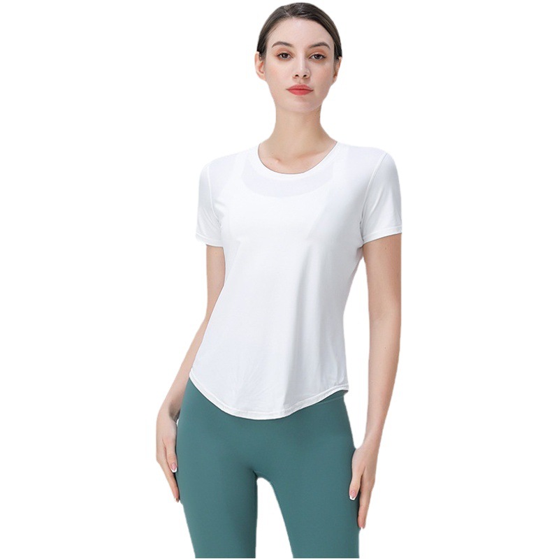New Cool Sense Loose Yoga Clothes Solid Color Breathable Sports T-shirt Running Fitness Moisture Wicking Quick-drying Top