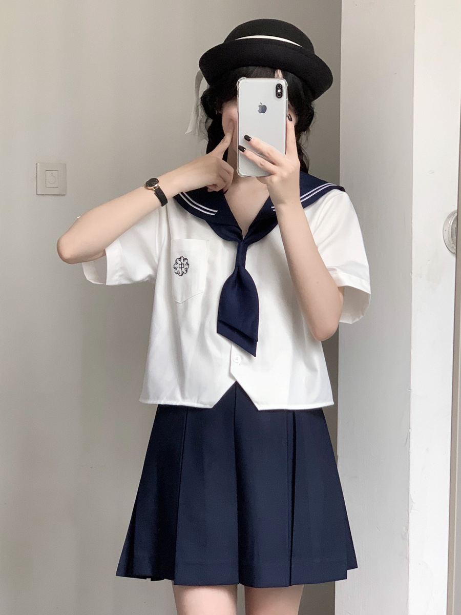 [Yan Muxi] Original Jk Uniform Short-Sleeved Sailor Suit Student Wear Japanese Style Cute Short Shirt Summer Wear