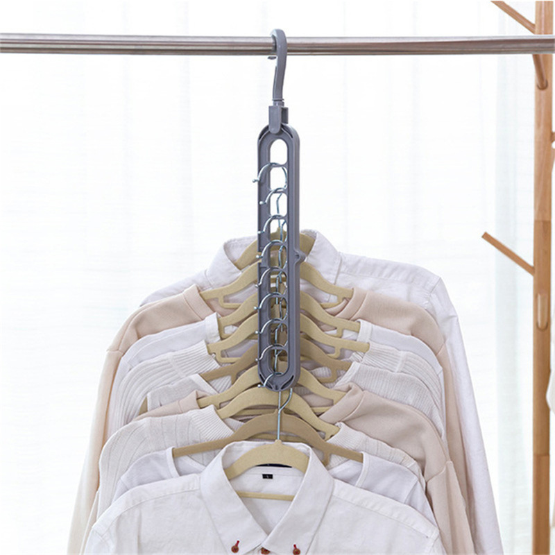 Picture of Tiktok same style nine-hole hanger multi-functional nine-hole rotating magic hanger folding clothes drying rack