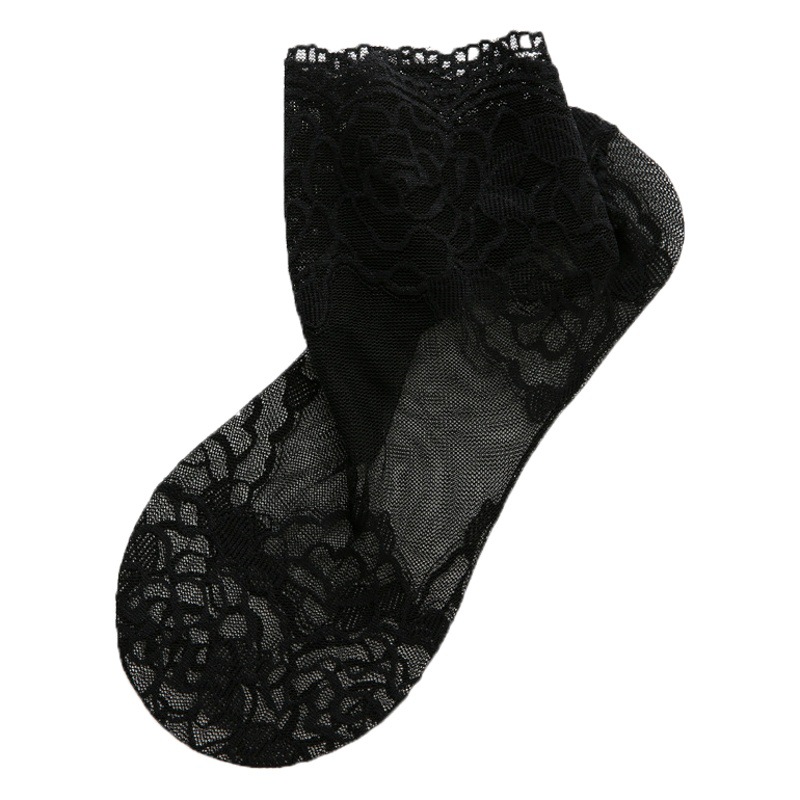 Socks for Women Spring and Summer Thin Breathable Lace Socks Mid-Calf Mesh Socks Ins Trendy Popular Socks Lace Boat Socks