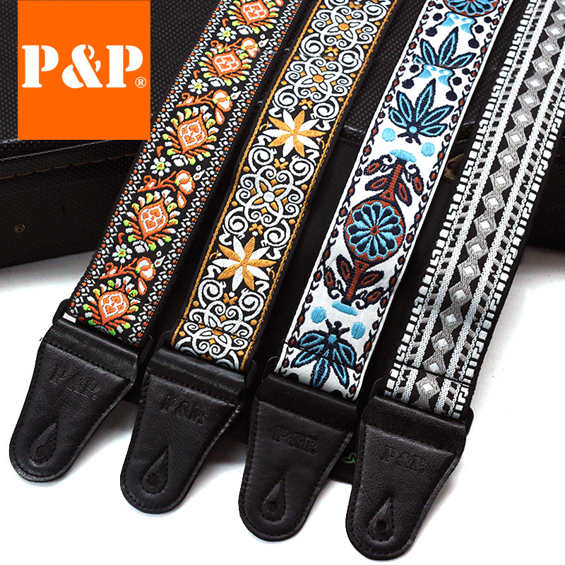 Guitar strap embroidery strap musical instrument accessories PP guitar strap factory one-piece delivery in stock wholesale