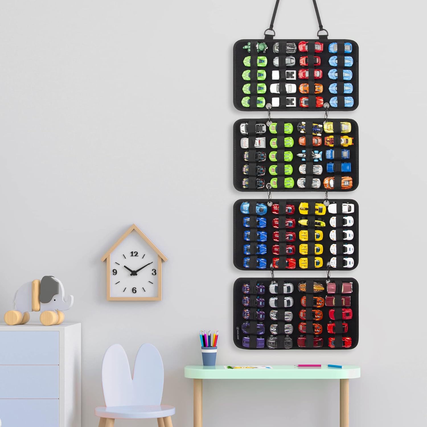 Picture of Cross-border toy car storage hanging bag wall-mounted display rack Amazon felt storage bag children's wall hanging storage bag