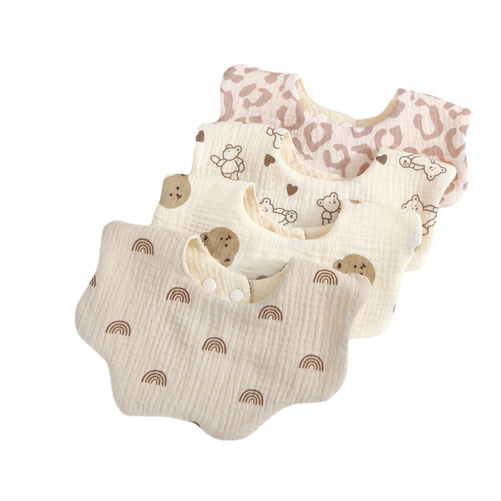 Picture of Han Feng 6-layer cotton gauze petal bib Zou Zou cloth saliva towel 360 degree newborn bib baby anti-spitting milk towel