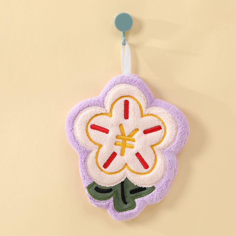 Picture of Rich Flower Towel Cartoon Cute Hanging Towel Strong Absorbent Kitchen Household Children's Wipe Handkerchief Hanging Towel