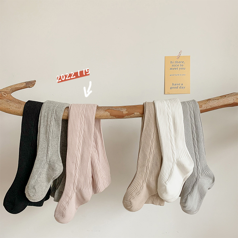 Picture of Children's Pantyhose Baby Spring and Autumn Baby Leggings Solid Color Twist Striped Body Stockings Girls Leggings Wholesale